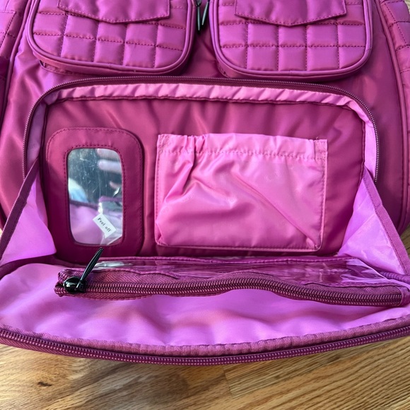 Lug Puddle Jumper Tote Bag Purple Pink Large Quilted Overnight Gym Bag - Picture 6 of 13